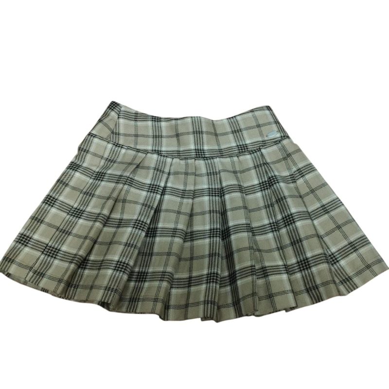 POLLERA TABLEADA CUADROS BEIGE BCO NEGRO BRILLOS MIMO T 8