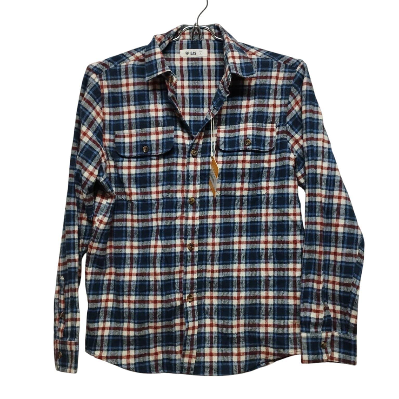 CAMISA FRANELA CUADROS AZUL BCO ROJO BAS T 14 NUEVA