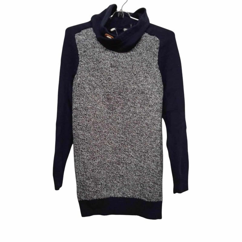 BUZO LANA AZUL BCO JASPEADO CUELLO ALTO T S APROX DET S/APLIQUE
