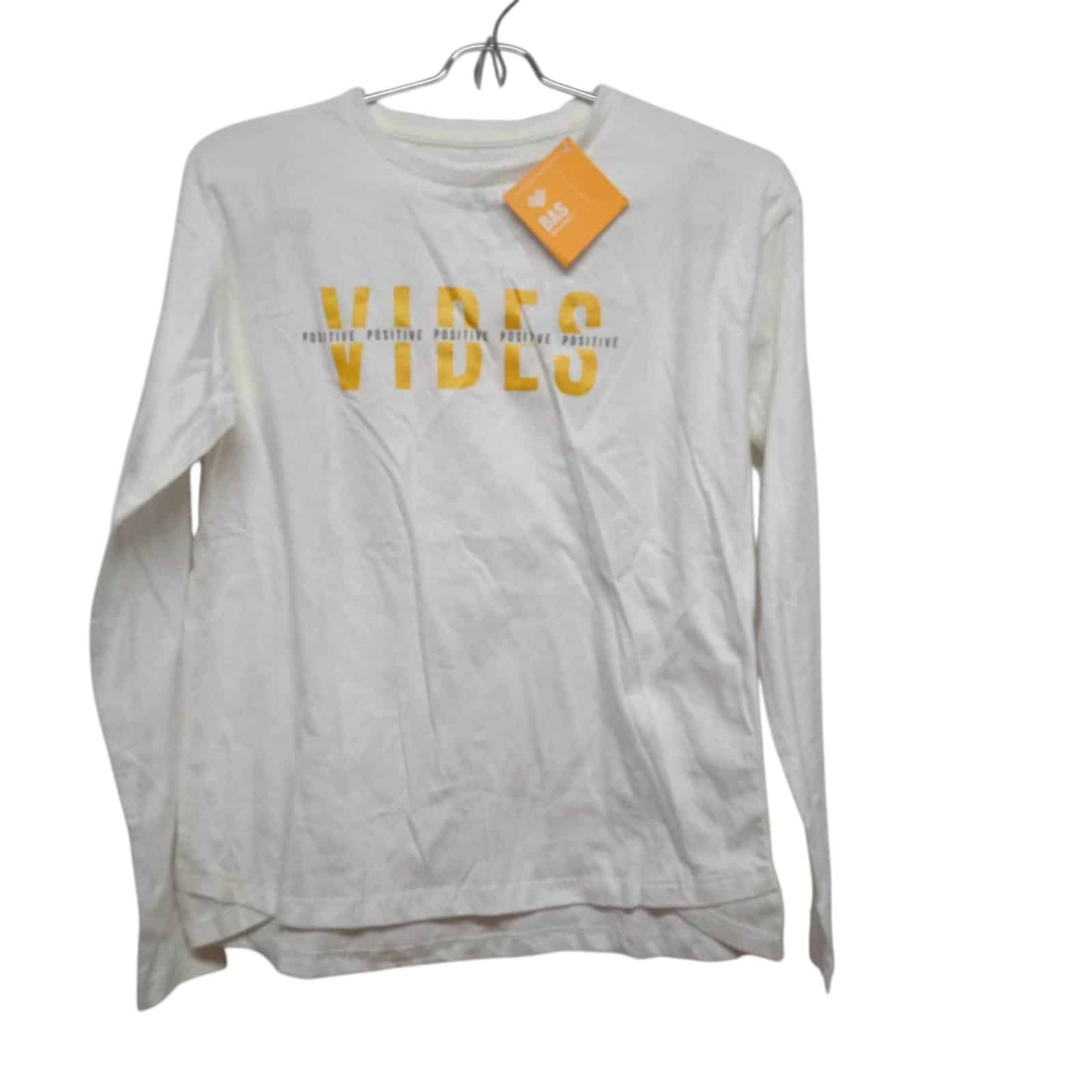 REMERA ALG BCO AMARILLO POSITIVE VIBES BAS T 14 NUEVA