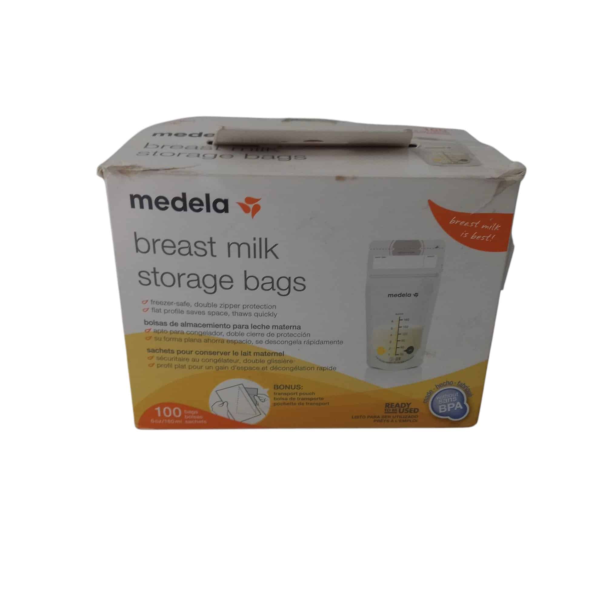 21 BOLSAS RECOLECTORAS MEDELA+6 RECIPIENTES EN CAJA DETERIORADA