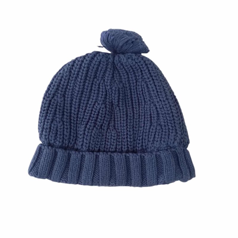 GORRO LANA AZUL BAS BB POMPON
