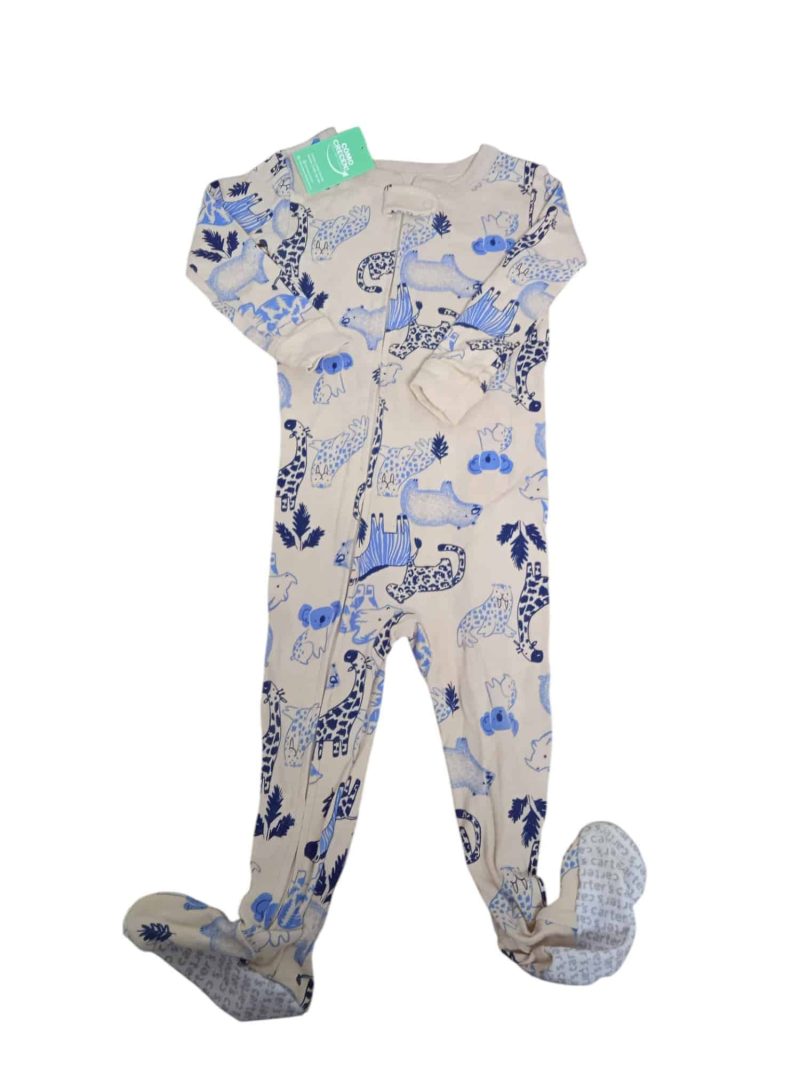 PIJAMA ENTERITO C PIE BEIGE ANIMALES AZULES CARTERS 18 M