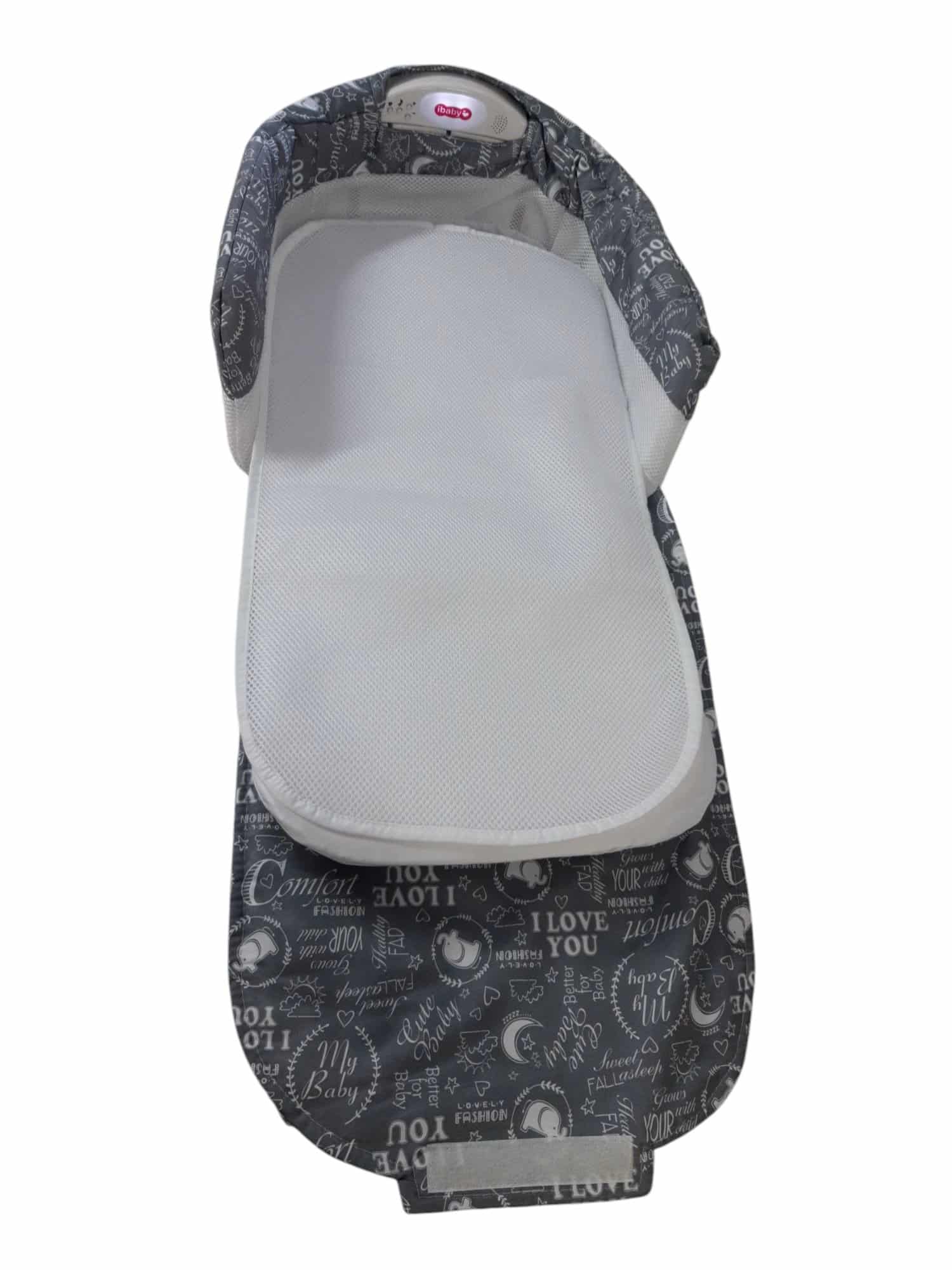 COLECHO PORTABLE IBABY GRIS ELEFANTES BCOS CON SONIDOS Y LUZ