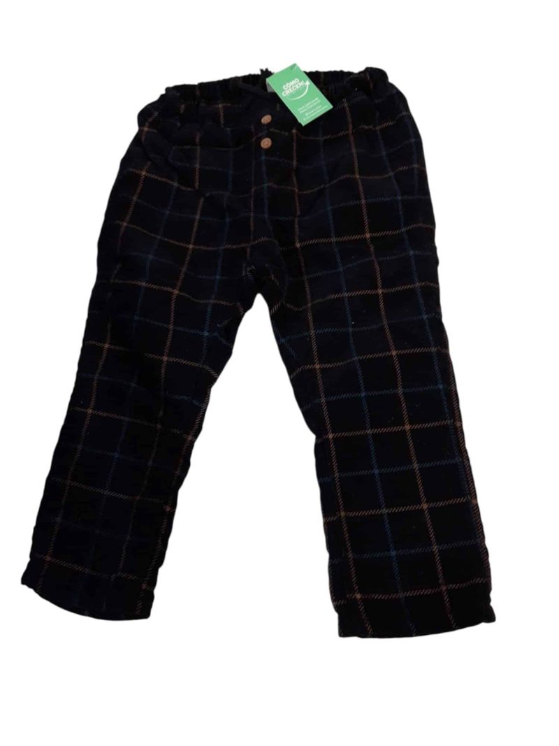 PANTALON PANA NEGRO RAYAS MARRONES AZULES H&M T1 1/2