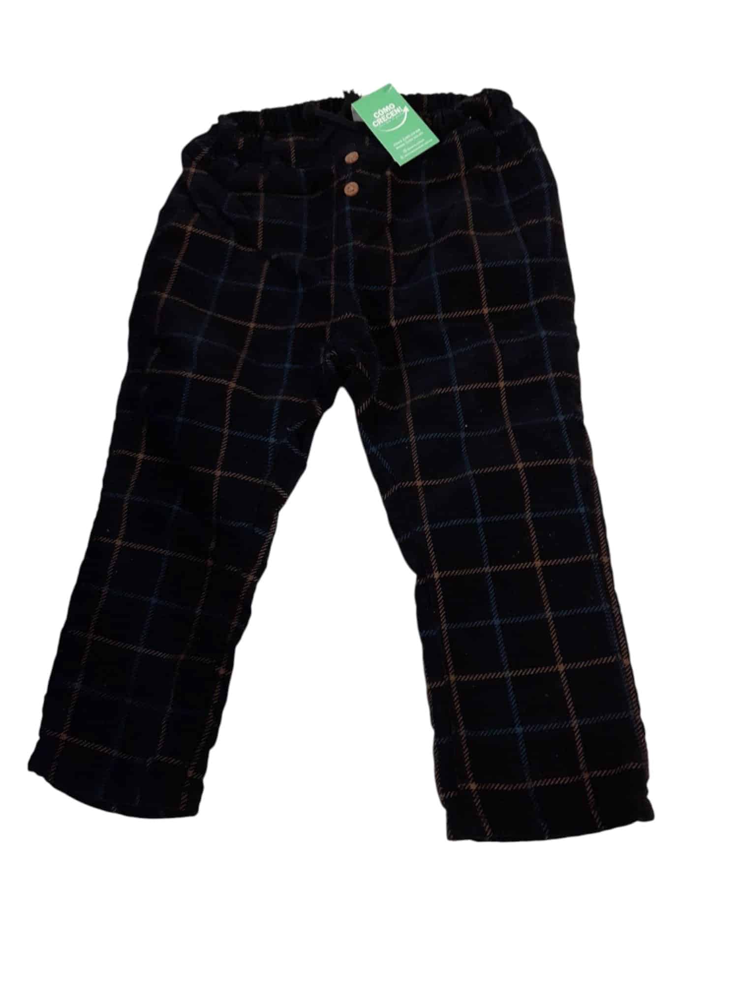 PANTALON PANA NEGRO RAYAS MARRONES AZULES H&M T1 1/2