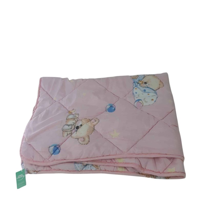 ACOLCHADO DE CUNA ROSA CON OSOS ESTRELLAS AMARILLAS