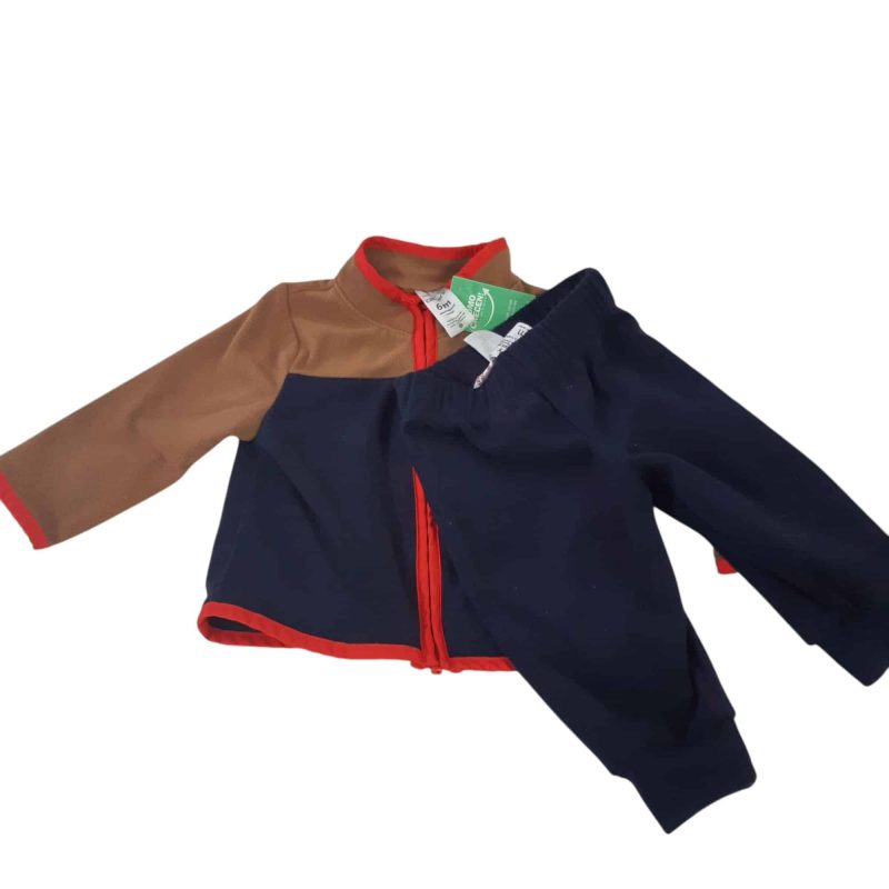 CONJ CAMPERA Y PANT POLAR MARRON AZUL NARANJA CARTERS T6M