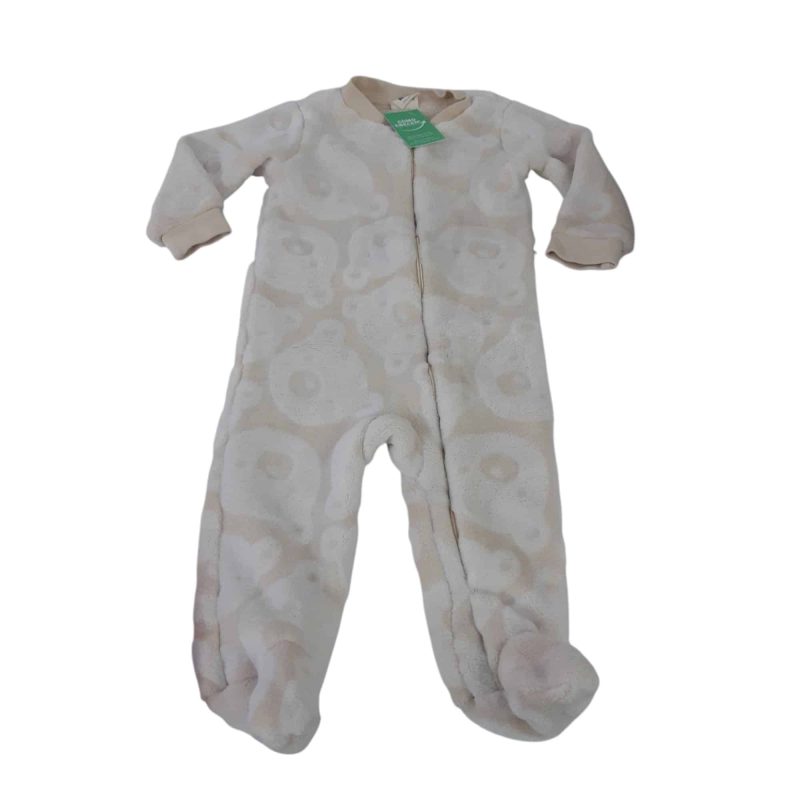 PIYAMA PELUDITO CREMITA BCO CARA OSOS TEDDY T3/6M