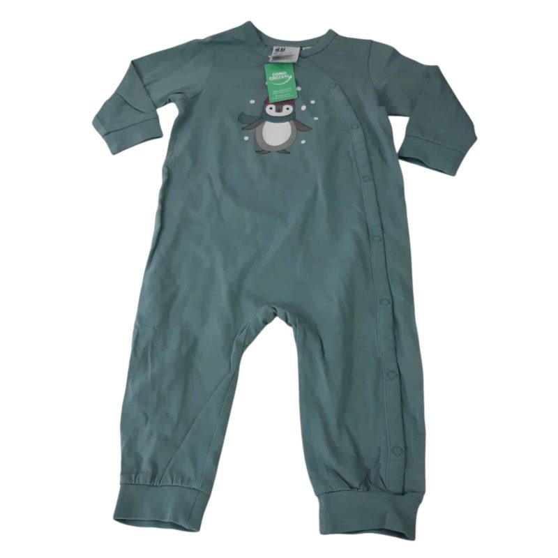 PIYAMA SIN PIE ALG VERDE PINGUINO H&M T6/9M
