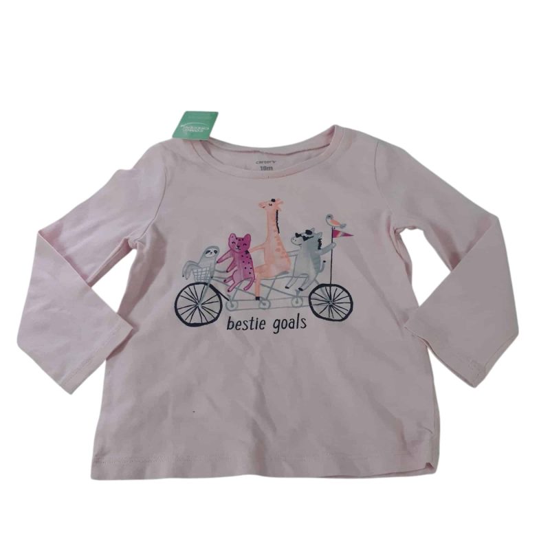REMERA ALG ROSA ANIMALES EN BICI BESTIE GOALS CARTERS T18M