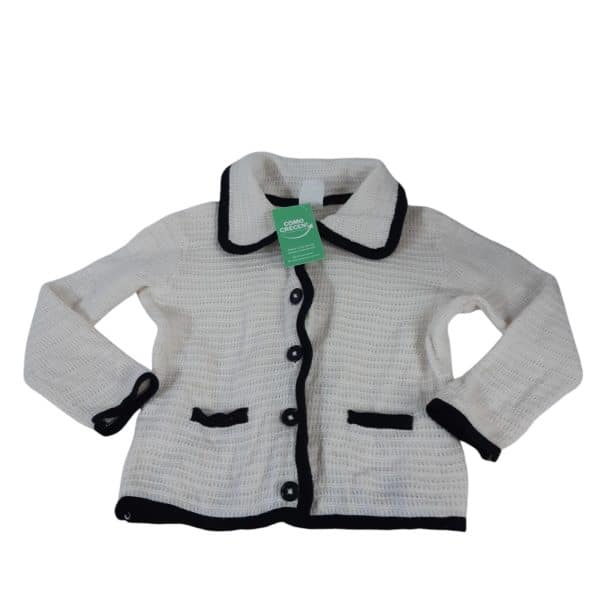 SACO TEJIDO CREMITA BORDE NEGRO H&M T6/9M