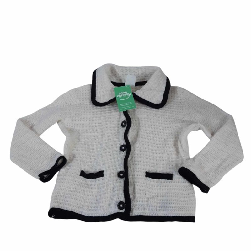 SACO TEJIDO CREMITA BORDE NEGRO H&M T6/9M