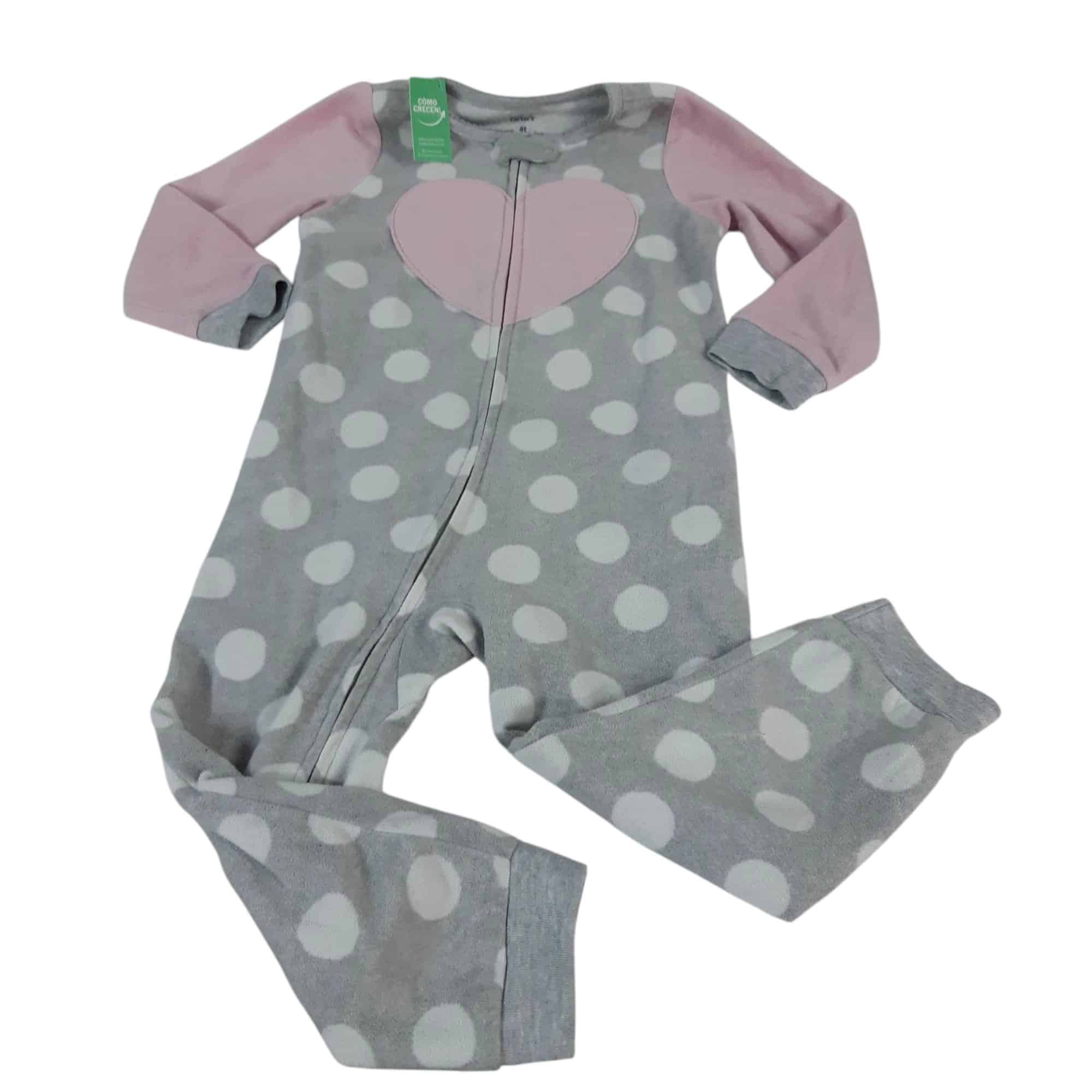 PIYAMA POLAR GRIS ROSA LUNARES Y CORAZON CARTERS T4