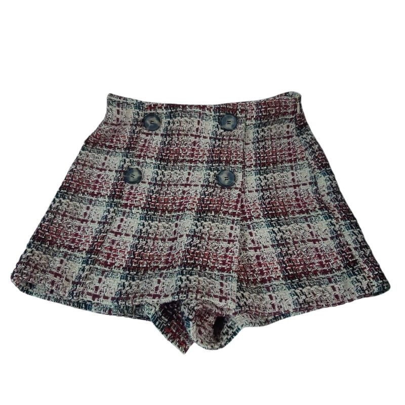 SHORT TEJIDO ROSA NEGRO BOTONES ZARA TXS