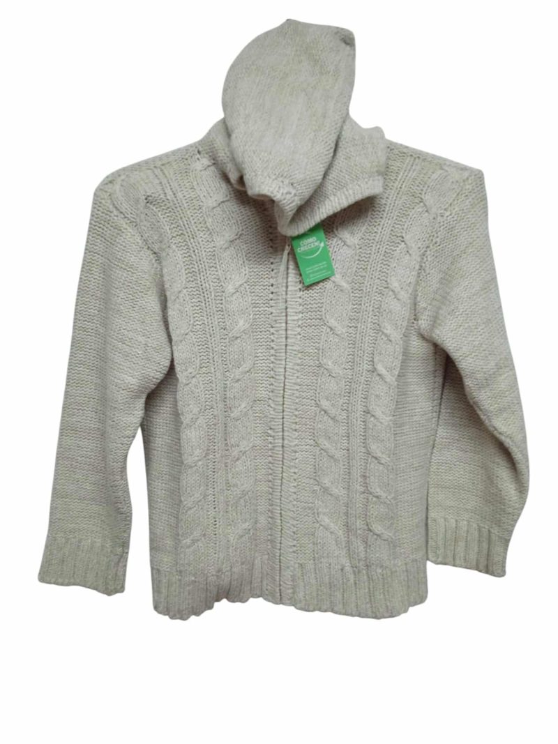 CAMPERA LANA CREMITA CAPUCHA OCHOS MKL T 10