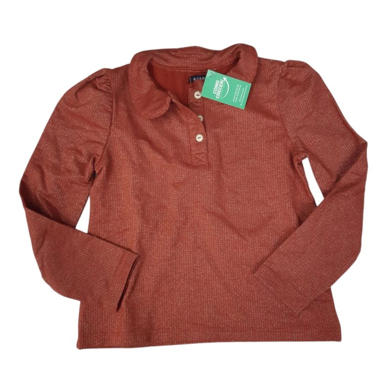 REMERA NARANJA COBRE CUELO BOTONES KIABI T4