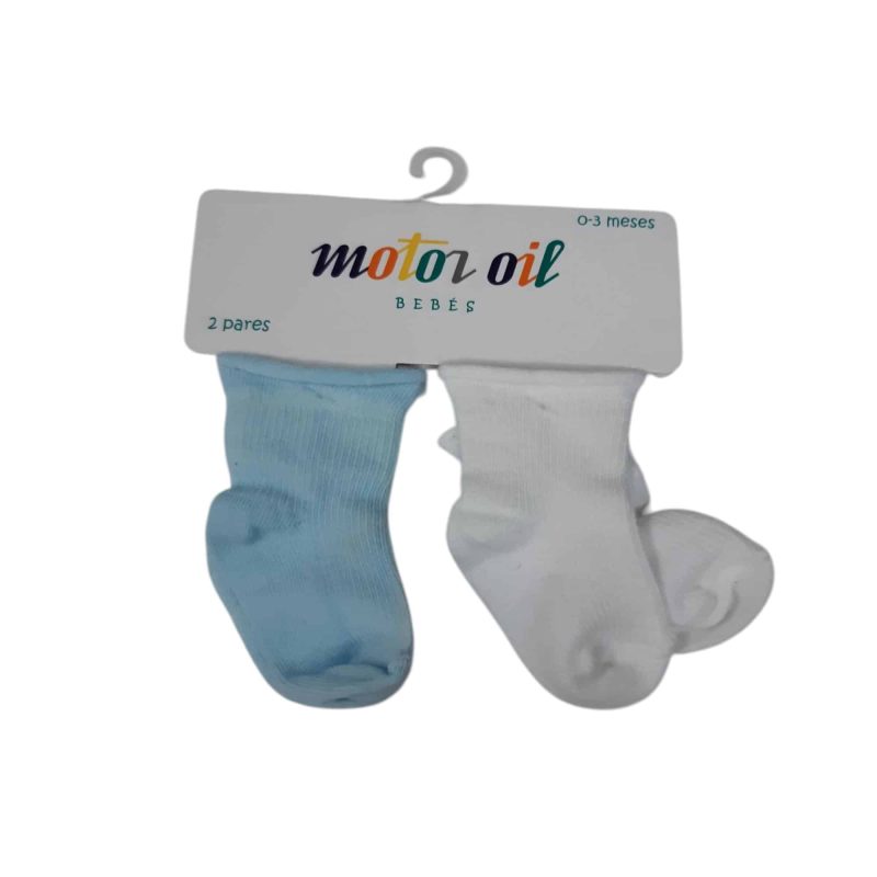 MEDIAS BEBE BCA Y CELESTE MOTOR OIL T0/3M
