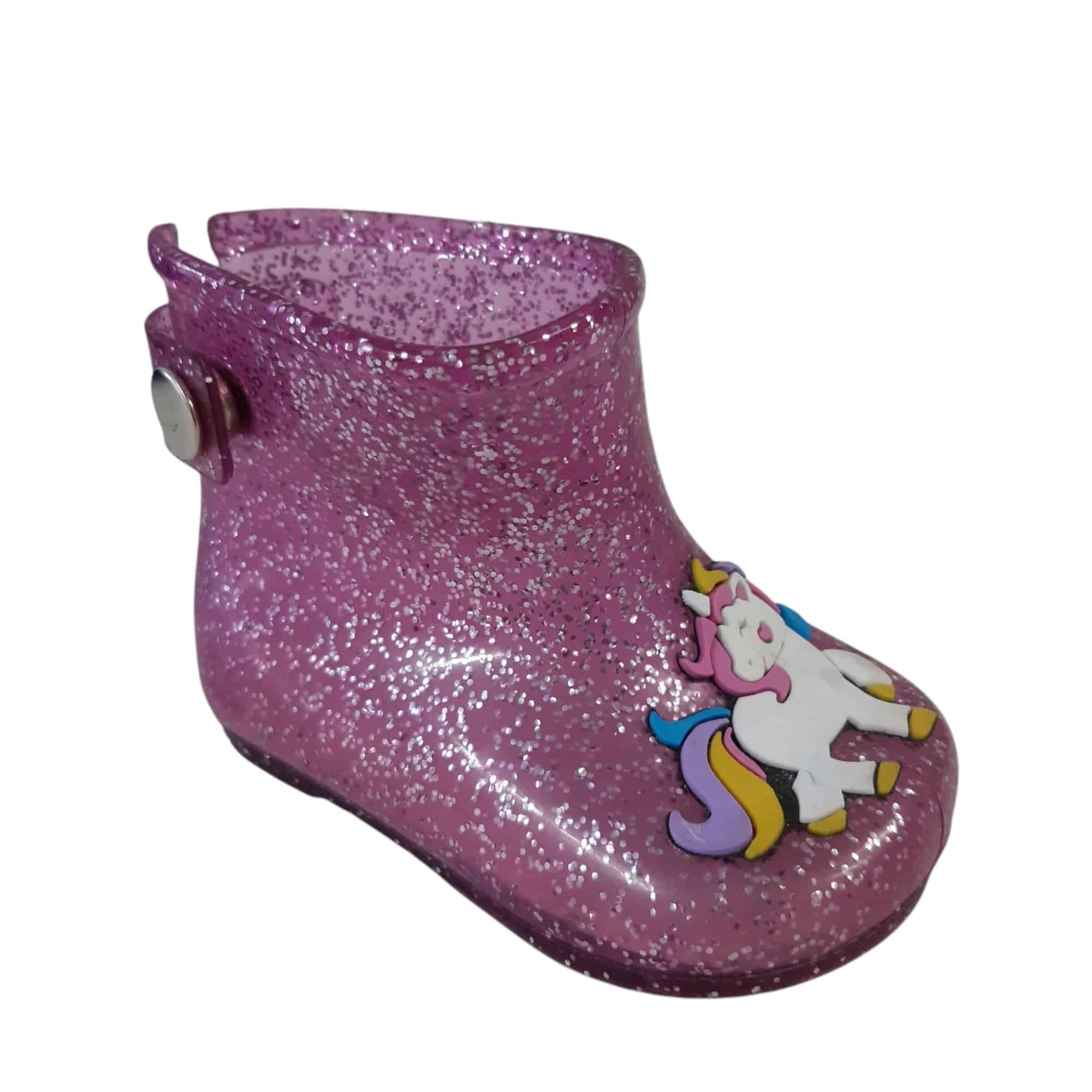 BOTAS DE GOMA ROSA BRILLANTE UNICORNIO T17/18 BR