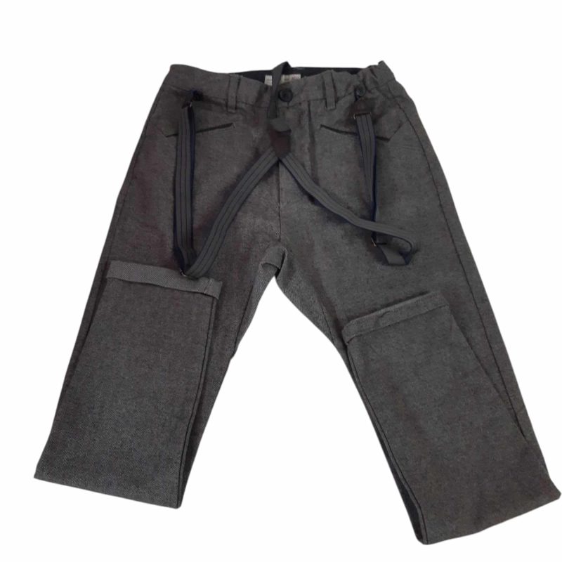 PANTALON GRIS MARRON CON TIRADORES ZARA BOYS T9/10
