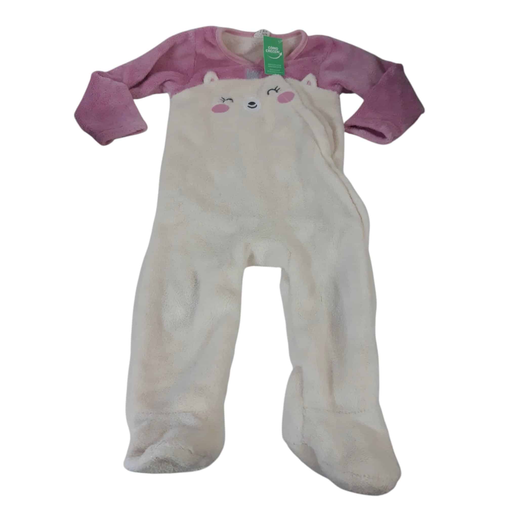 PIYAMA PELUDITO BCO ROSADO CARITA CORONA TEDDY T12/18