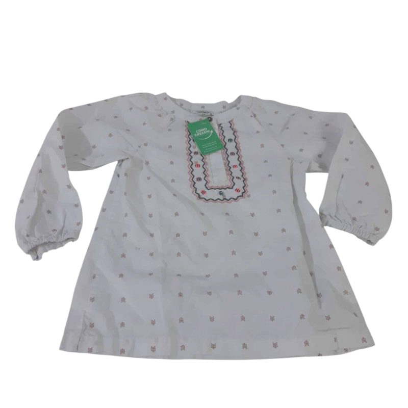 BLUSA BLANCA DETALLES EN HILO GRIS ROSA CARTERS T4