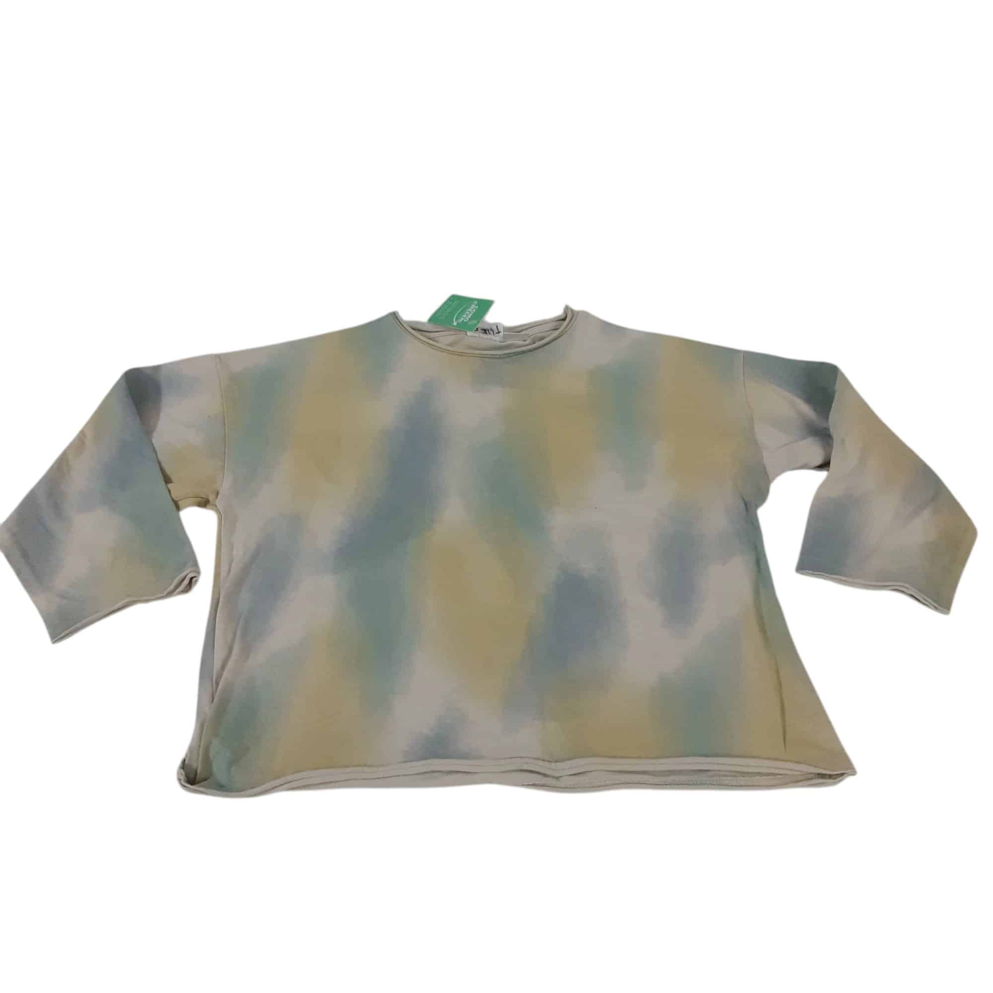 REMERA ANCHA BATIK CELESTE AMARILLO BEIGE ZARA T4/5