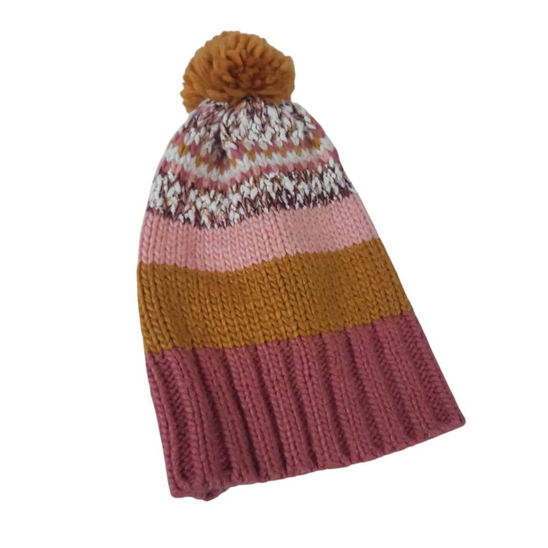 GORRO LANA ROSA MOSTAZA POMPON OSH KOSH T4/7