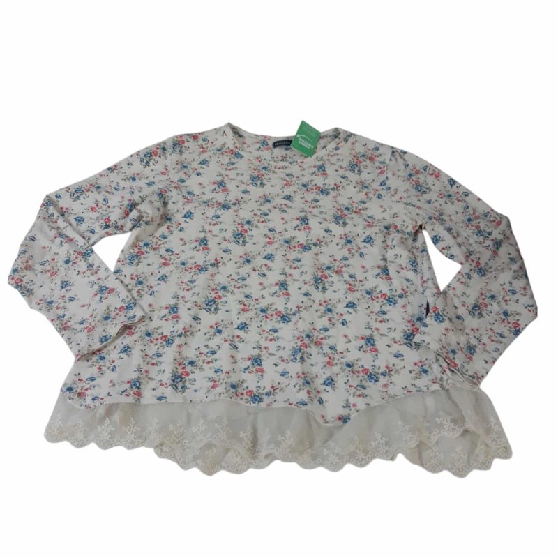 REMERA CREMITA FLORES AZULES ROSA MIMO T10