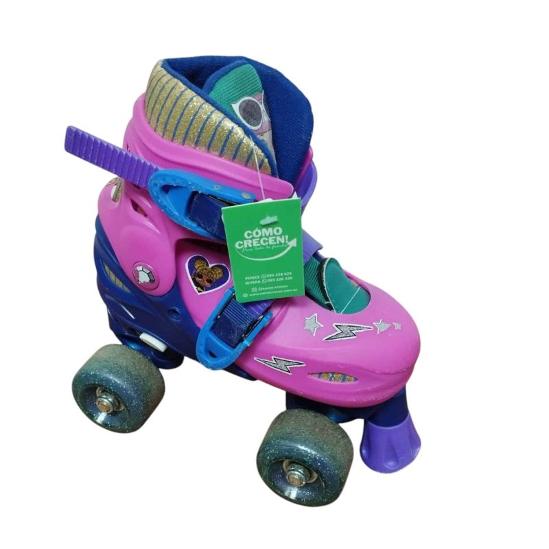 PATINES 4 RUEDAS ROSADO AZUL VIOLETA LOL T 29 AL 32 RASP - Imagen 2