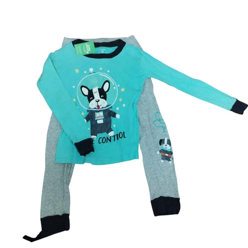 PIYAMA REMERA CELESTE CALZA GRIS PERRO CARTERS T4