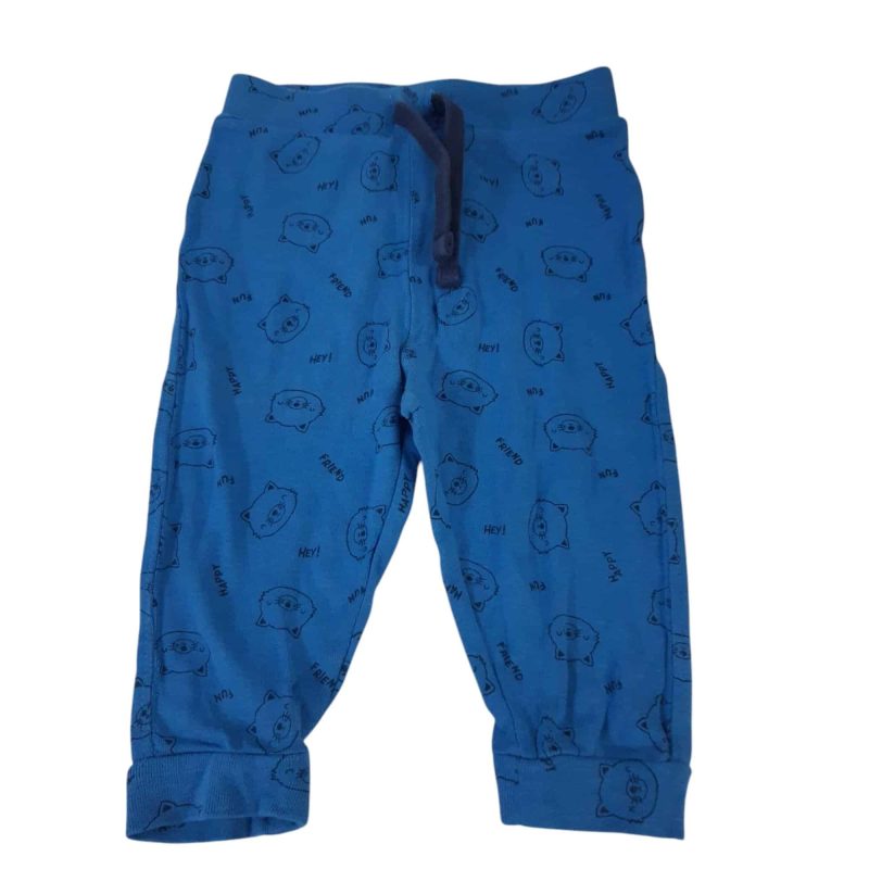 PANTALON ALG PIYAMA AZUL CARA GATOS TEDDY T9/12M APROX