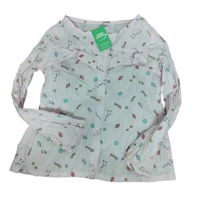 CAMISA ROSADA PLANETAS ESTRELLAS VOLADO CARTERS T5