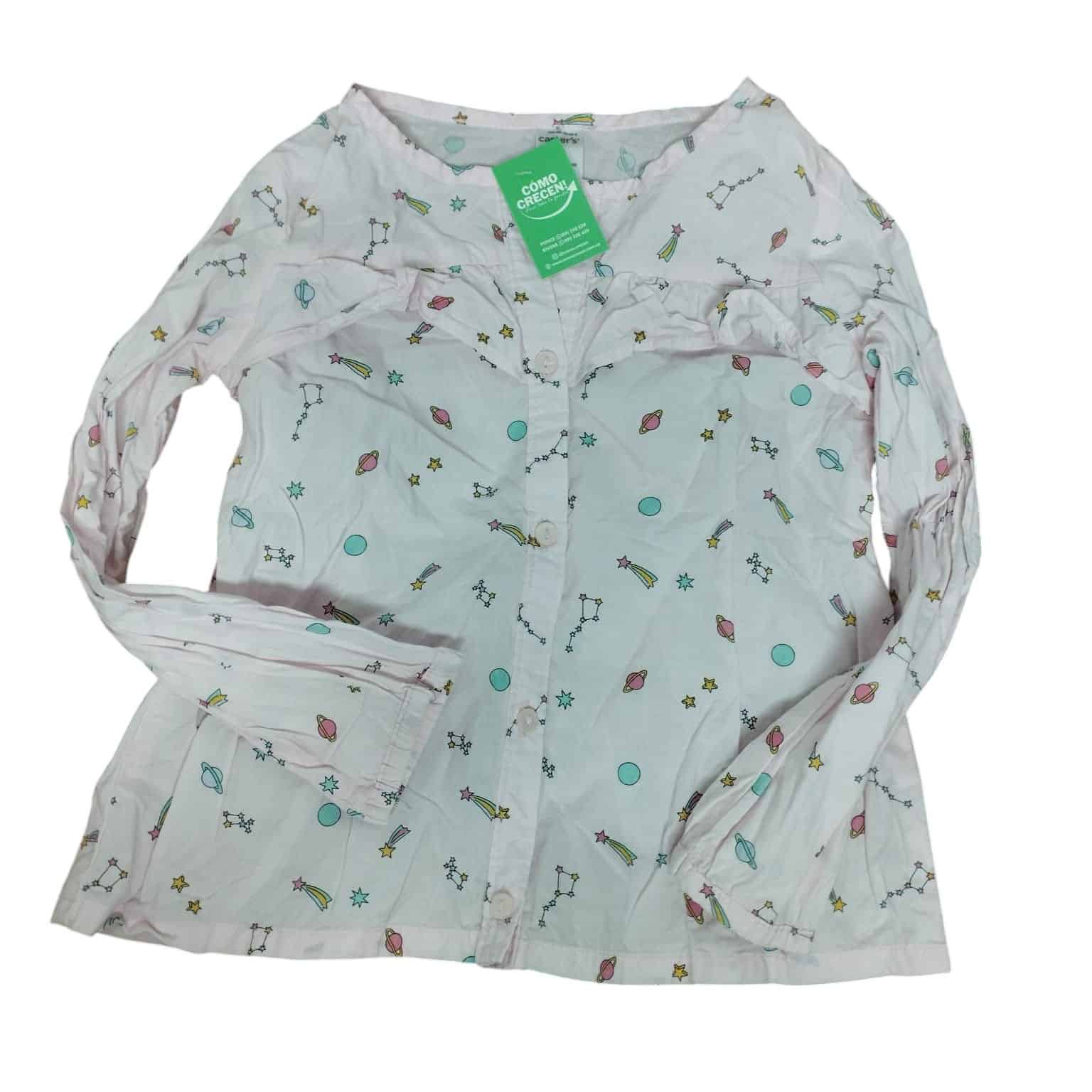 CAMISA ROSADA PLANETAS ESTRELLAS VOLADO CARTERS T5