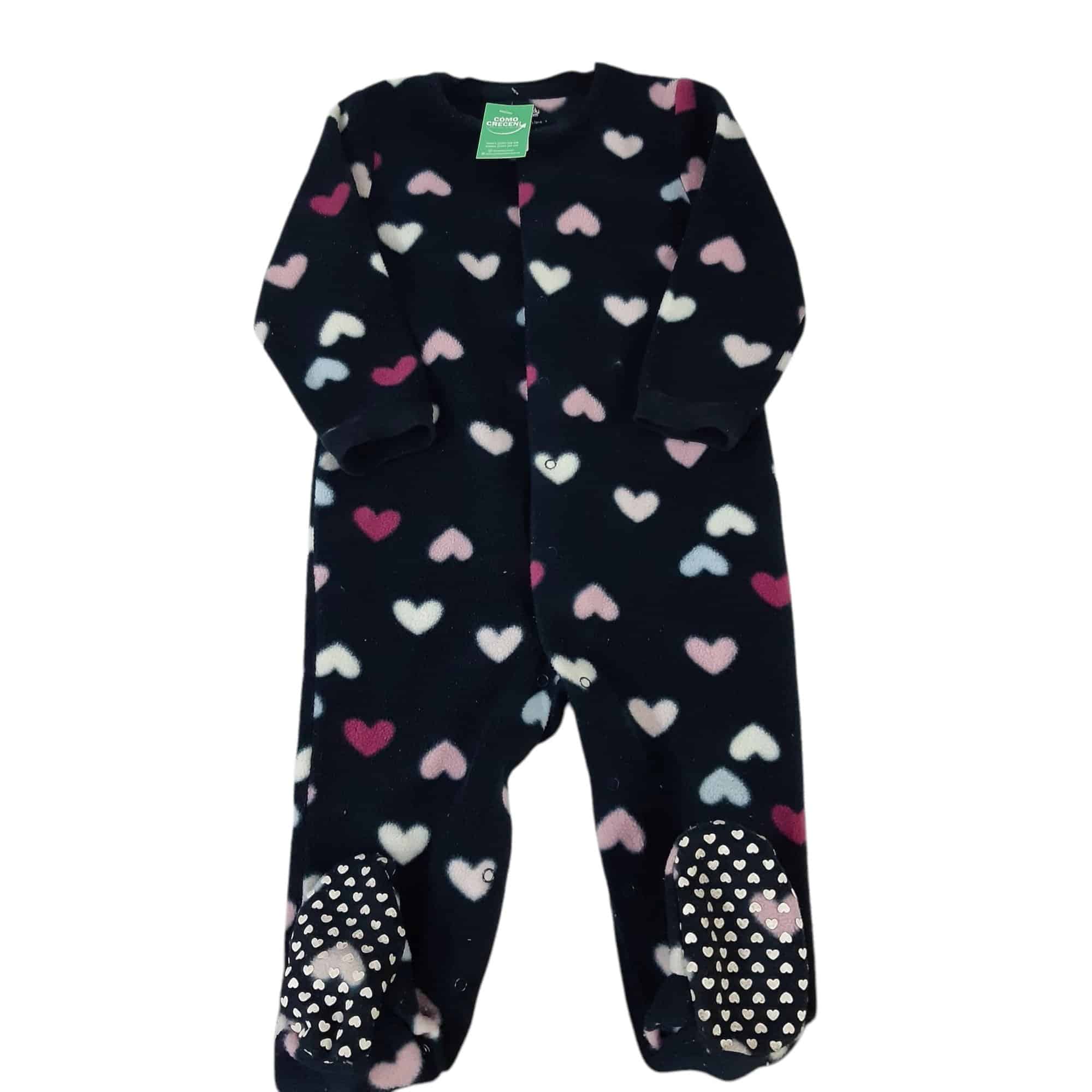 PIYAMA POLAR NEGRO CORAZONES COLORES TEDDY BOOM T12/18M GT