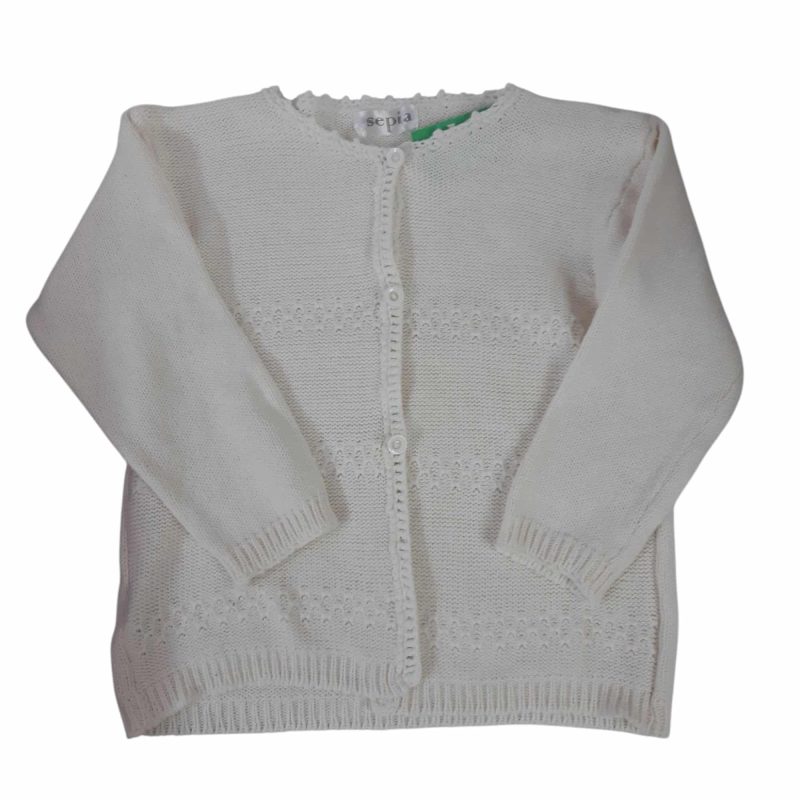 SACO LANA BLANCO FRANJAS TEJIDO SEPIA T2 AP