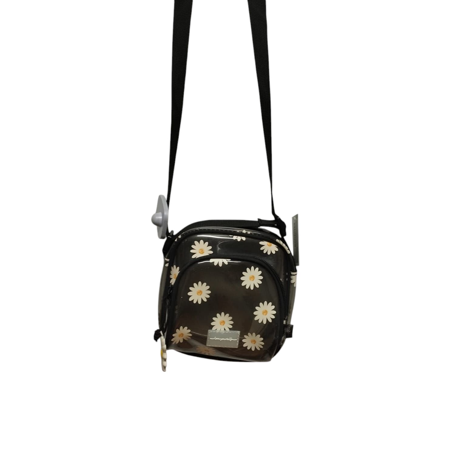 BANDOLERA TRANSPARENTE CORREA NEGRA FLORES ZARA