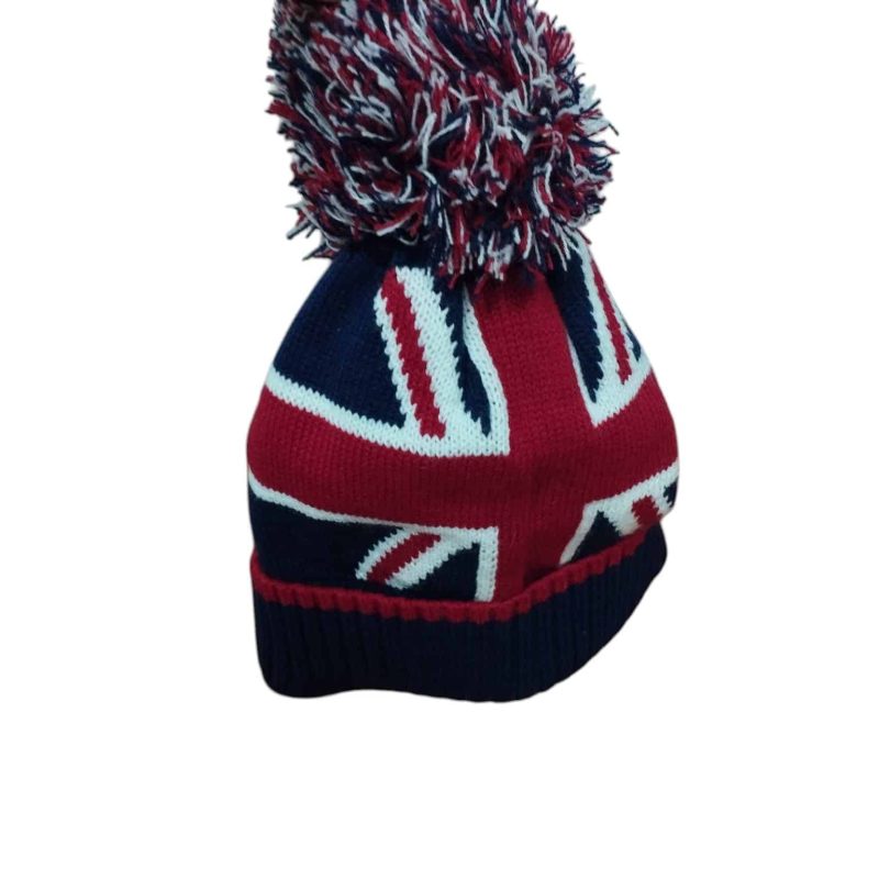 GORRO LANA AZUL BCO ROJO POM POM