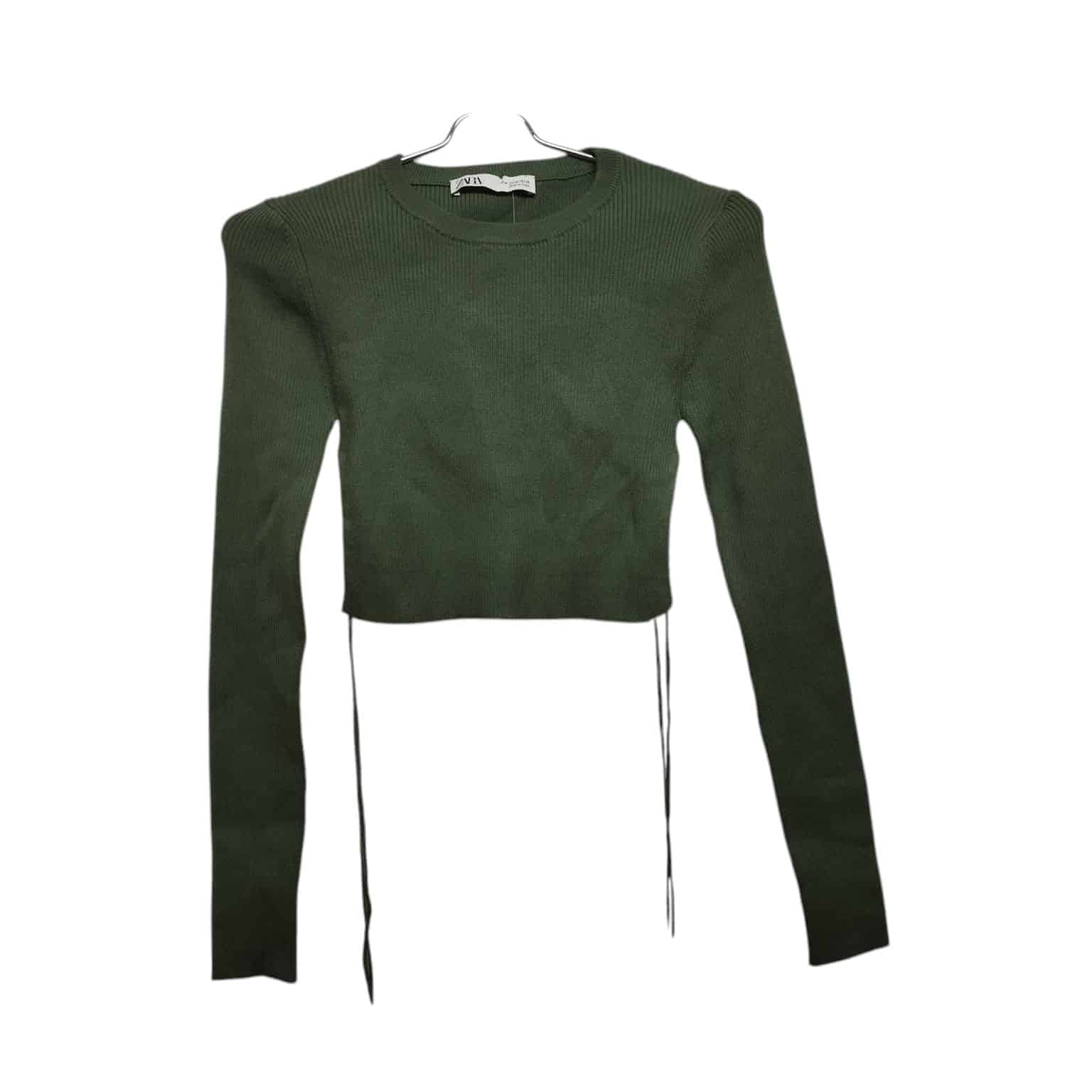 REMERA TOP HILO VERDE PIOLAS AJUSTABLES ZARA T M