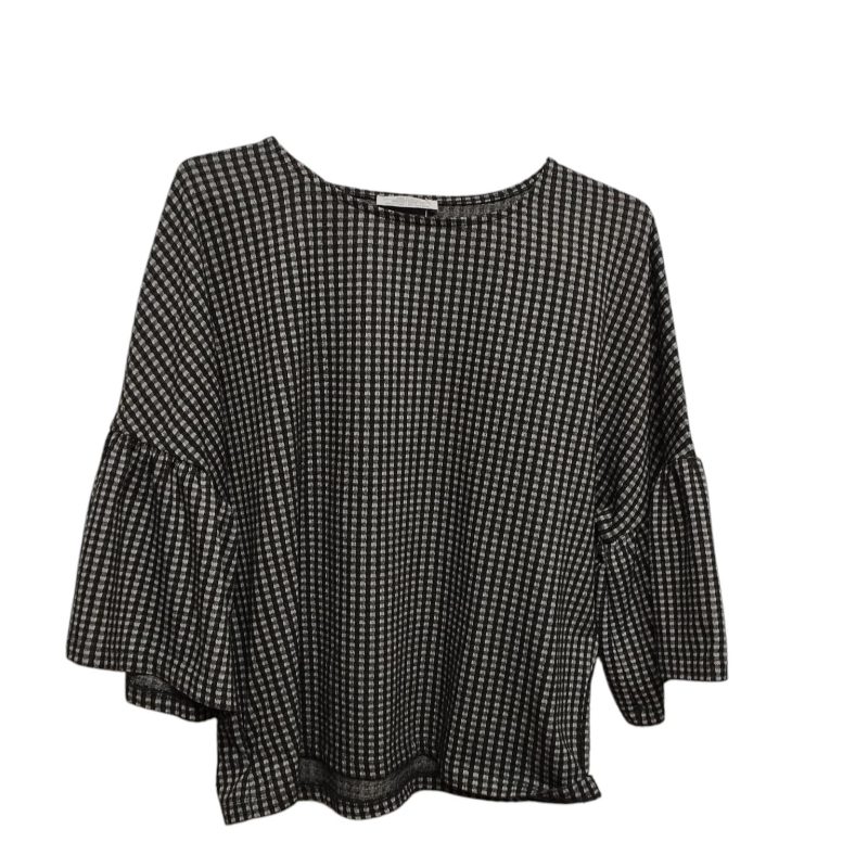 REMERA HILO CUADRILLE GRIS NEGRO VOLADOS MANGAS ZARA T S
