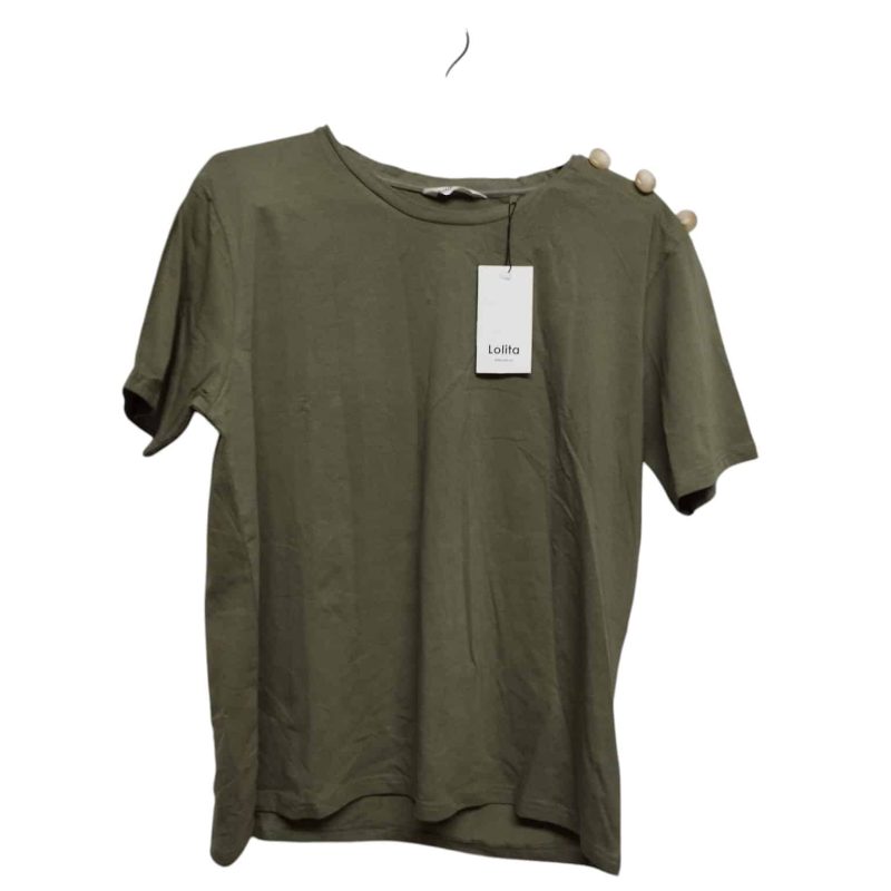 REMERA VERDE OLIVA BOTONES EN HOMBRO LOLITA T L NUEVA
