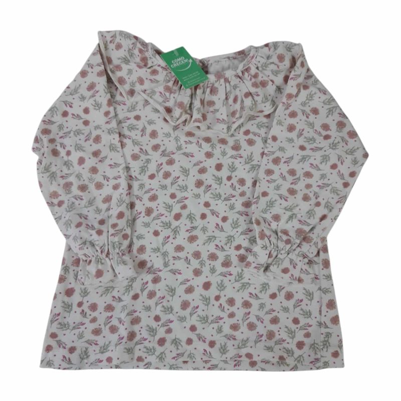 REMERA BLANCA FLORES VOLADO MKL T4