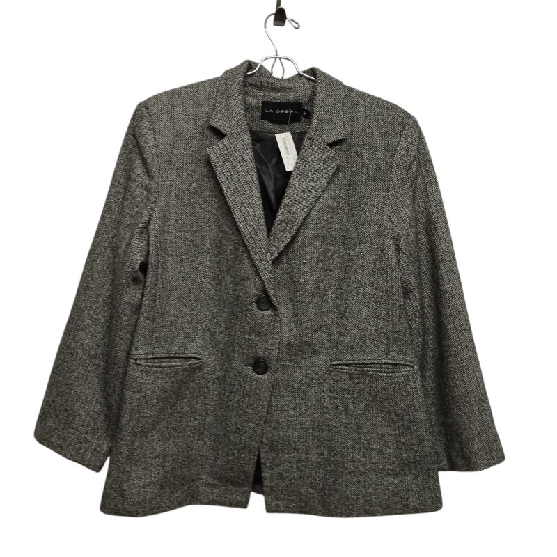 BLAZER ESPIGADO GRIS NEGRO LA OPERA T 48