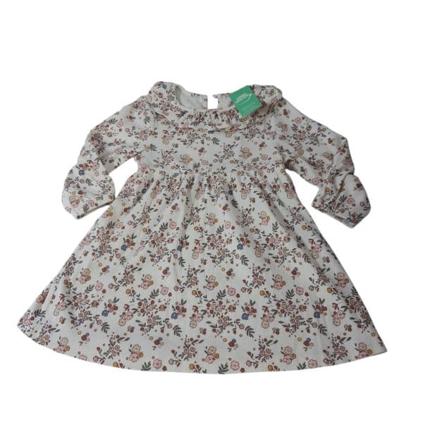 VESTIDO ALG BEIGE FLORES MARRON ROSA PRIMARK T9/12M