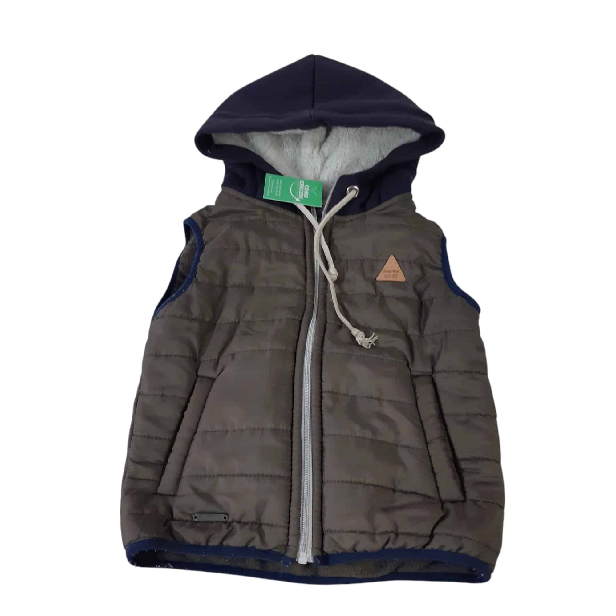 CHALECO VERDE INT POLAR CAPUCHA AZUL FACHERITOS T2