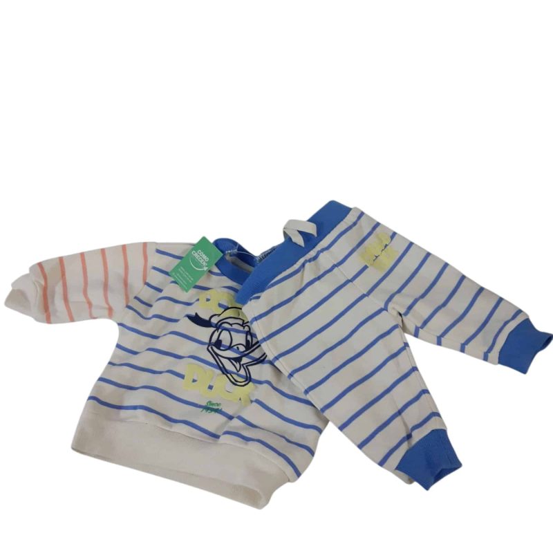CONJ BUZO Y PANT ALG RAYADO BCO AZUL DONALD PRIMARK T0/3M