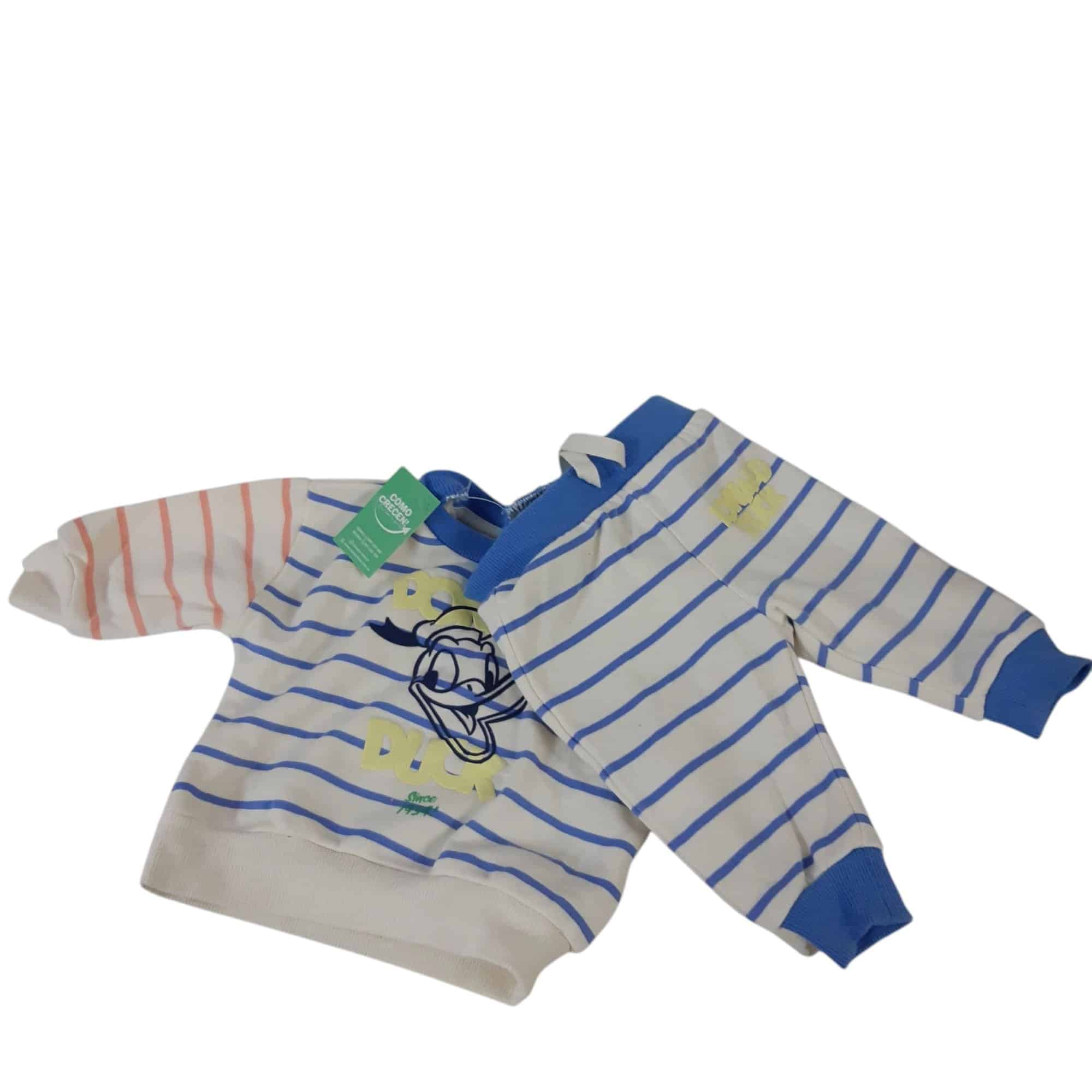 CONJ BUZO Y PANT ALG RAYADO BCO AZUL DONALD PRIMARK T0/3M