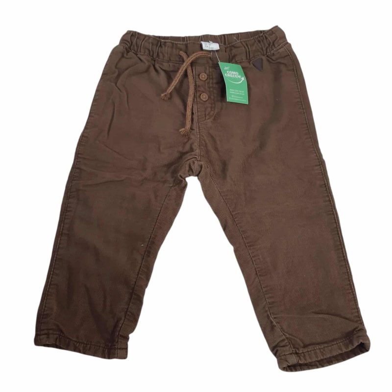 PANTALON DE PANA MARRON INT FORRADO GRIS H&M T9/12M