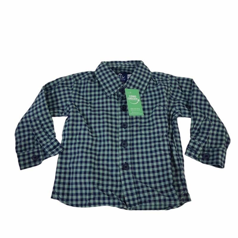 CAMISA CUADRILLE AZUL VERDE BAS T6M