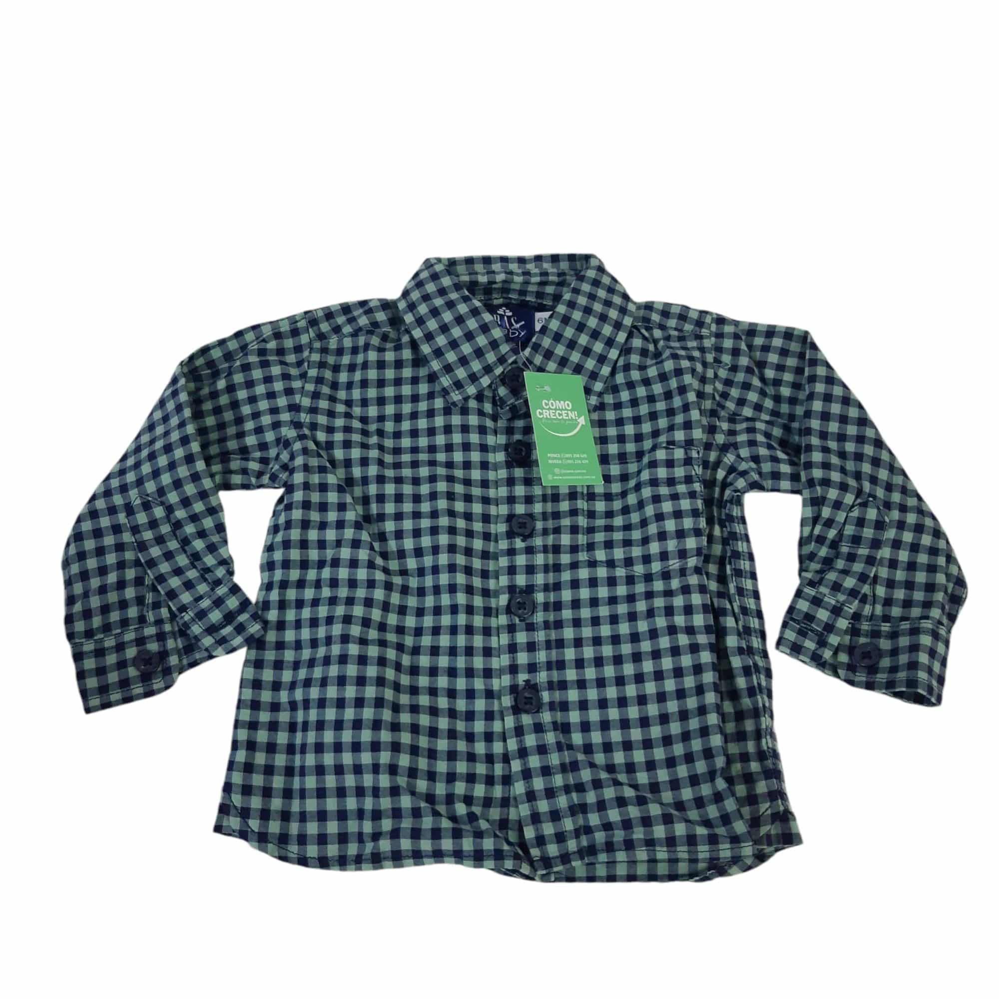 CAMISA CUADRILLE AZUL VERDE BAS T6M
